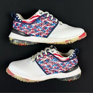 Squairz Mens Arrow USA Golf Shoes US 9 White/Red/Blue American Flag Spiked